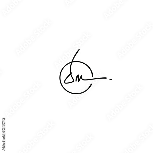 Sm initial handwriting logo vector