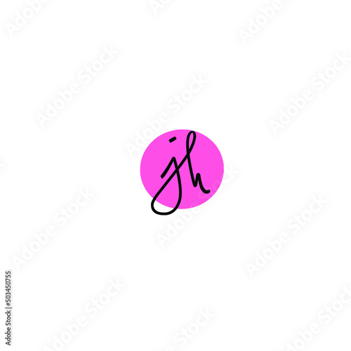 Jh initial handwriting logo vector
