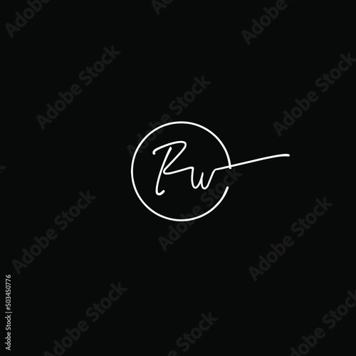 Rw initial handwriting logo vector