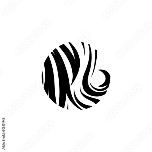 Human hair circle icon isolated on white background