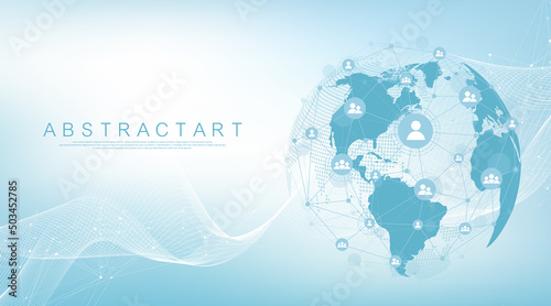 Social network communication in the global computer networks. Internet technology. Global network connection concept. Vector illustration.