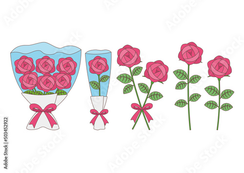 薔薇_ピンク_セット_主線あり

