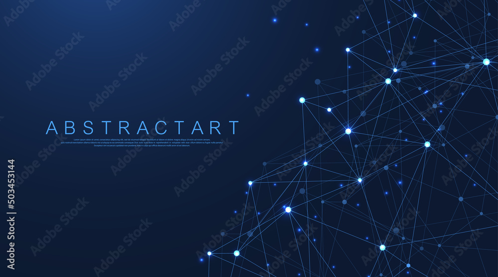 Technology abstract lines and dots connection background. Connection digital data and big data concept. Digital data visualization. Vector illustration Technology abstract lines and dots connection background. Connection digital data and big data concept. Digital data visualization. Vector illustration