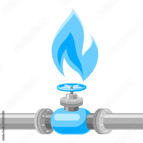Illustration of shut off valve on natural gas pipe. Industrial and business stylied image.