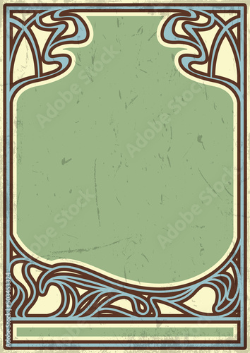 Art Nouveau Vintage Style Wave Decorative Frame. 1920s Modern Design Background 