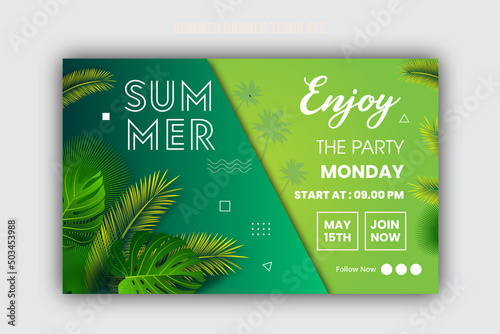 Summer sales background banner landing page template