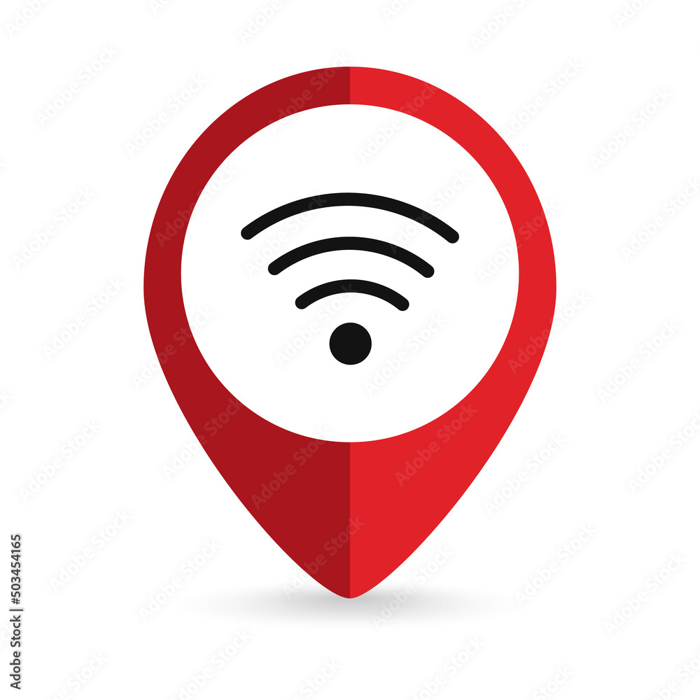 Map pointer with Wireless Signal Icon. Vector illustration.