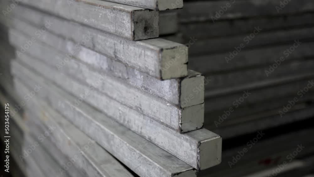 Metal recyclables are neatly arranged. Appearance is old. Metal recyclables are neatly arranged. Appearance is old.