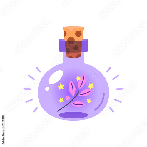 Magic jar icon. Cartoon illustration of a bottle with witchcraft potion isolated on a white background. Vector 10 EPS.