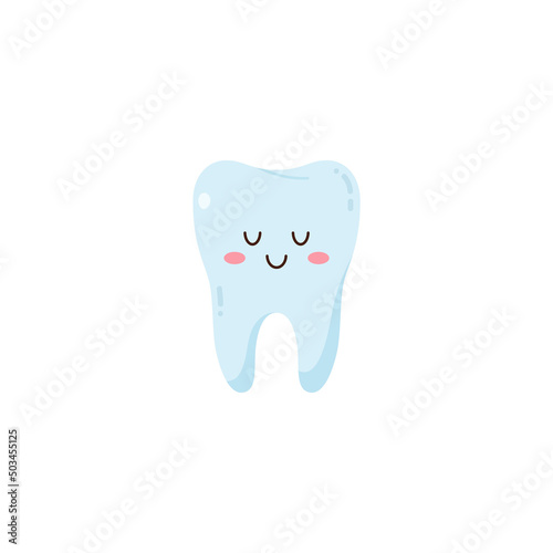 Smiling character tooth, vector years illustration on a white background.