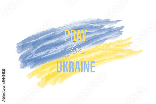 Pray for Ukraine, Ukraine flag praying concept vector illustration. Ukraine flag brush concept.