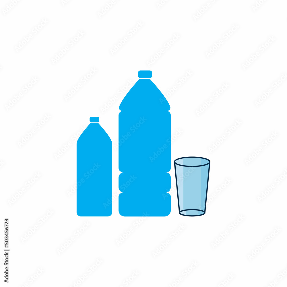 Plastic bottle and glass vector icon Plastic bottle and glass vector icon
