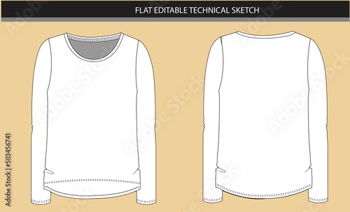 Full sleeve top flat sketch vector file