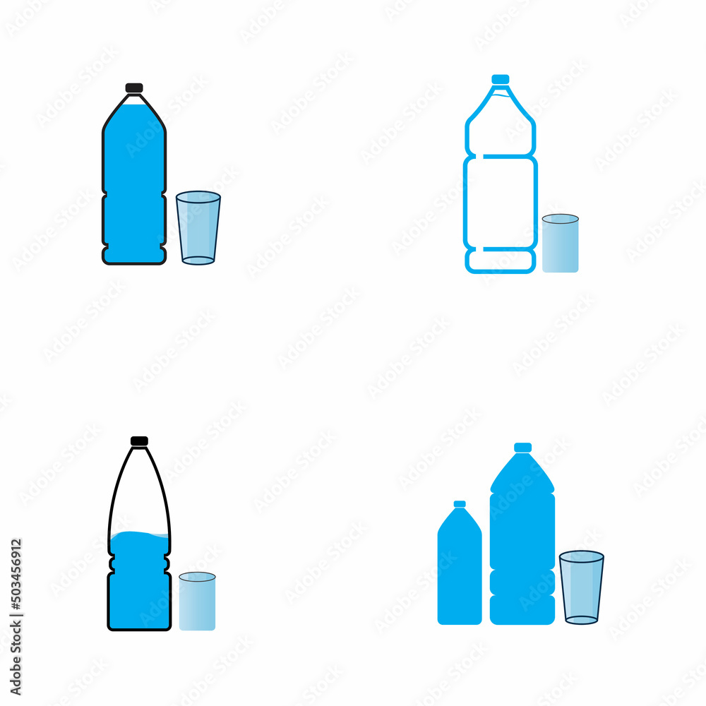 Plastic bottle and glass vector icon