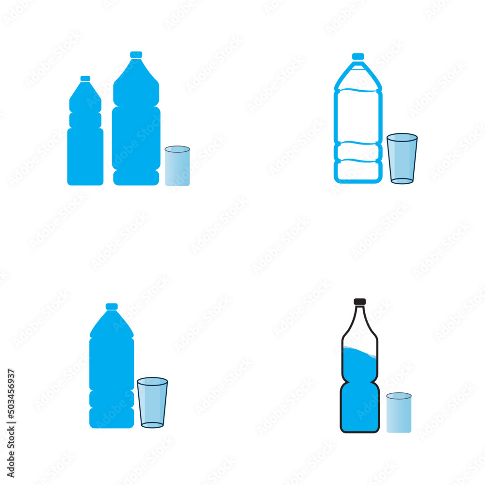 Plastic bottle and glass vector icon Plastic bottle and glass vector icon