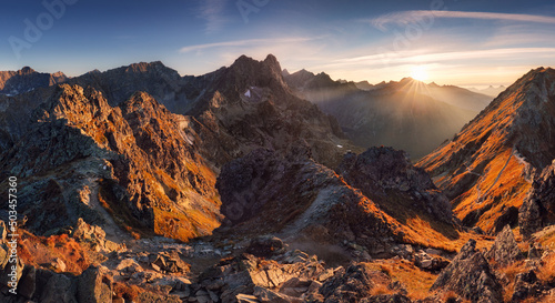 Beautiful sunset mountain panorama from Poland Tatras - Szpiglasowy Wierch © TTstudio