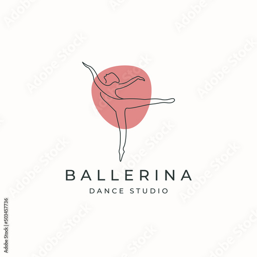 Ballerina dance woman logo icon design template flat vector
