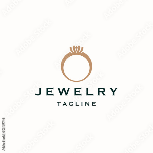 Ring jewelry logo icon design template. Elegant, beauty, royal flat vector