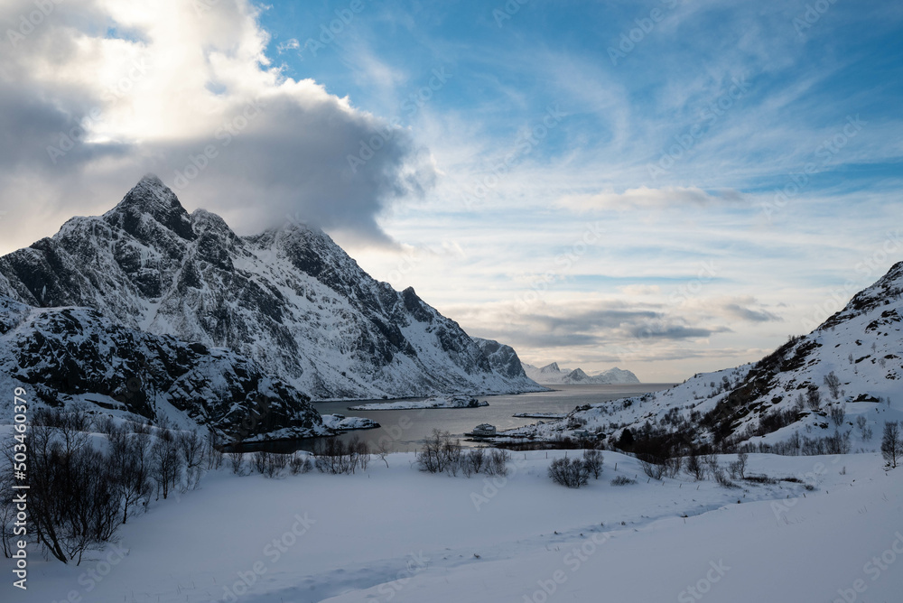 snow covered mountains