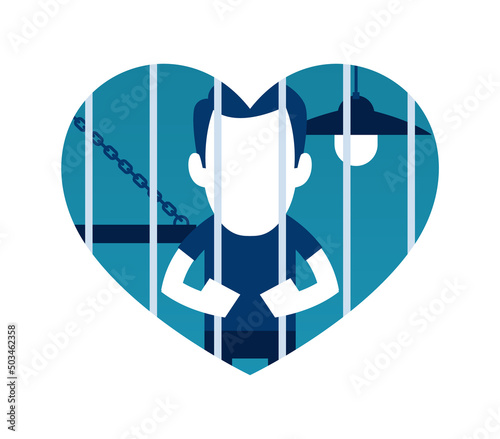 Vector heart icon person in a cell. Isolated on white background.