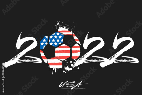 2022 and ball in flag colors of USA