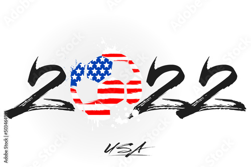 2022 and ball in flag colors of USA