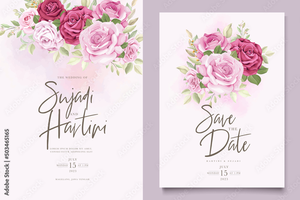 hand drawn floral roses card design