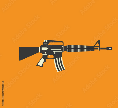 Tactical assault rifle symbol. Semi-automatic army and police weapons. Powerful deadly firearm. Vector