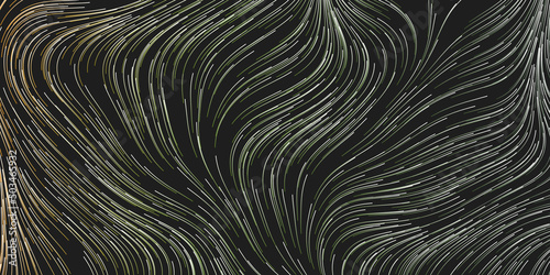 Dark Curving, Vertically Flowing Striped Lines Pattern - Modern Style Digitally Generated Abstract Background, Creative Design in Editable Vector Format