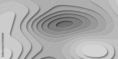 White abstract background in 3d paper style. Multi layered paper art waves background. Metal plates concept. 3D origami style design.