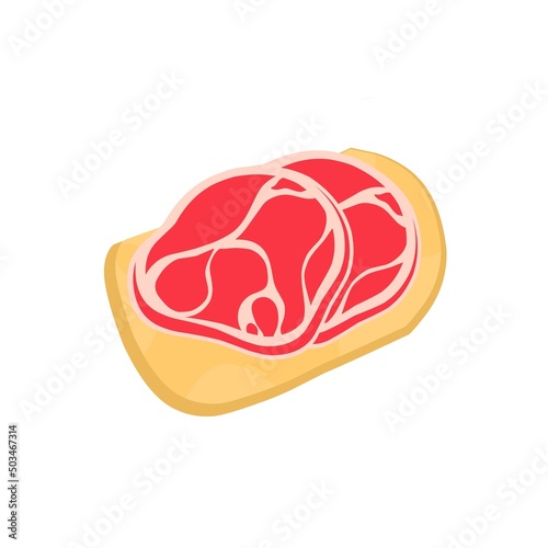 Fototapeta Naklejka Na Ścianę i Meble -  Vector beef steak. Beef tenderloin. Slice of steak, fresh meat on the cutting board. Raw beef slices. Vector illustration in flat style. great for burgers and barbecue.