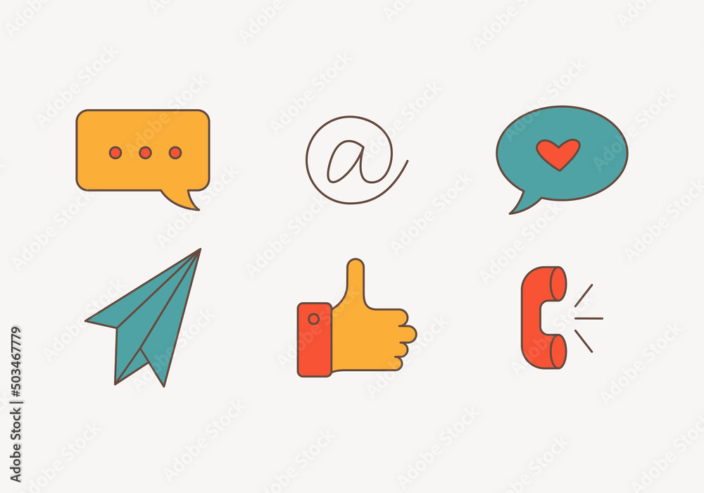 Set of communication internet for social media marketing Set of communication internet for social media marketing