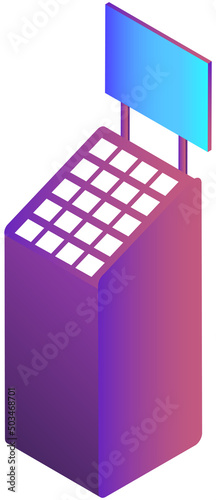 Self checkout technology machine. Equipment for office or business center isolated on white background. Modern devices, computer technology for work. Technical support, cashier device for payment