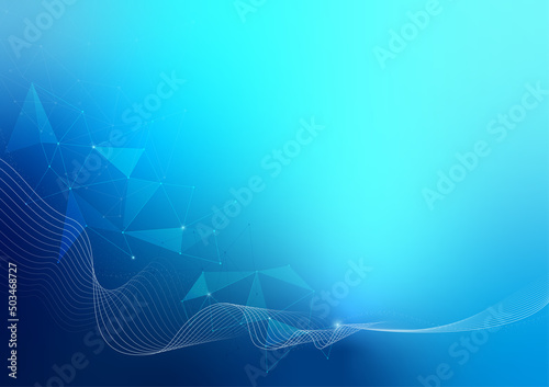 Blue Color Dynamic Wave and Low Poly Futuristic Tecnology Abstract Background