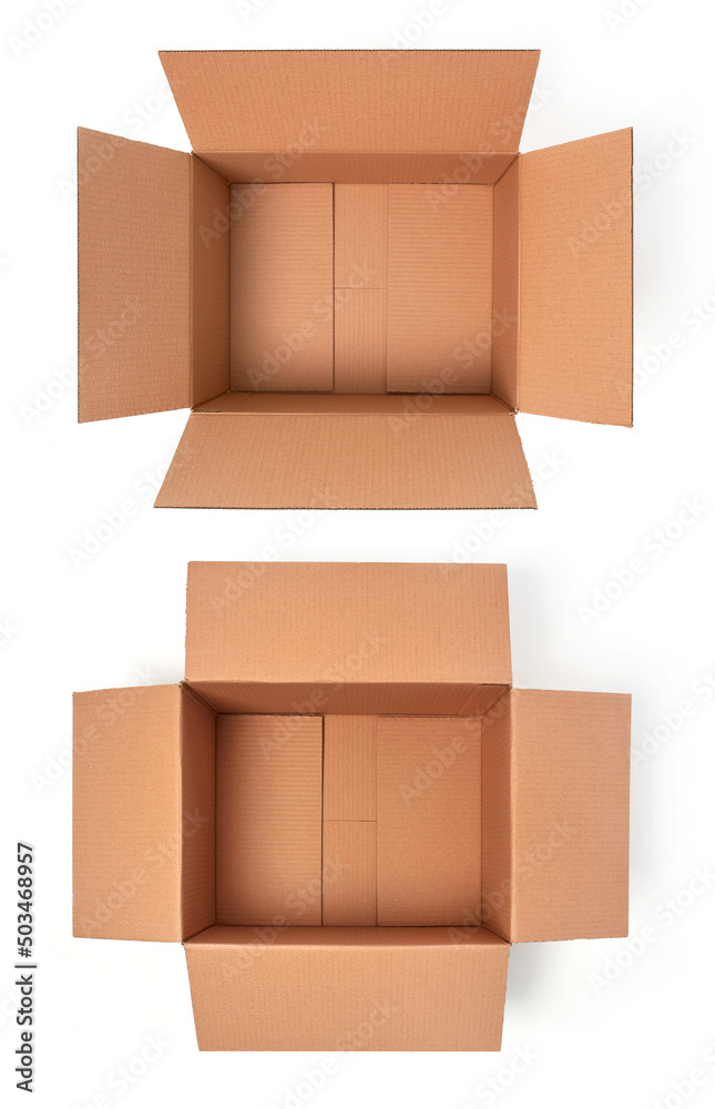 Variation of open cardboard box Variation of open cardboard box