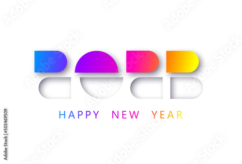 Happy new year 2023 vector illustration. Colorful design, trendy style, 2023 calendar