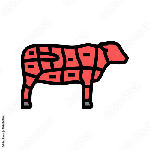 sirloin cow meat color icon vector. sirloin cow meat sign. isolated symbol illustration
