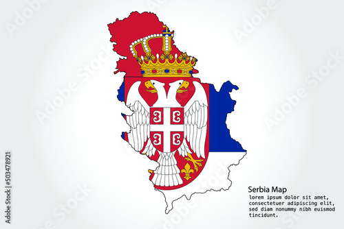 Serbia Map stripes. Vector illustration Color on White Backgound