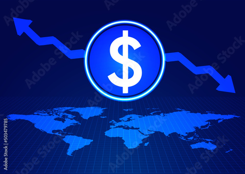 Digital Money Currency Dollar. Digital American Dollar in world finance system. Digital Money Currency Vector Illustration