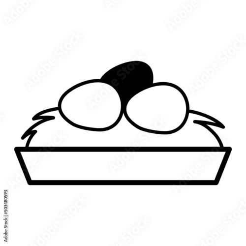 Egg Collection vector icon design, Poultry farming symbol, Meat or Eggs Production Sign, Protein and farmyard equipment stock illustration, Assortment of fresh eggs on nest Concept