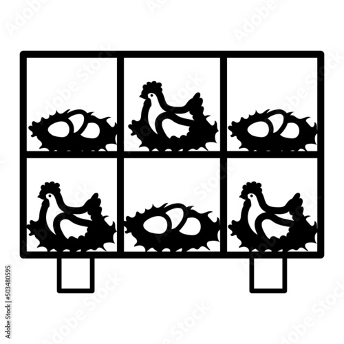 Parent Stock Layer Breeder vector icon design, Poultry farming symbol, Meat or Eggs Production Sign, Protein and farmyard equipment stock illustration, chicken coop nesting boxes Concept
