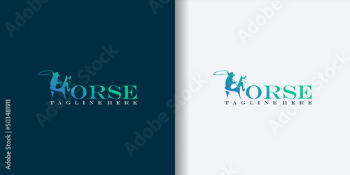 horse racing sports illustration logo design
