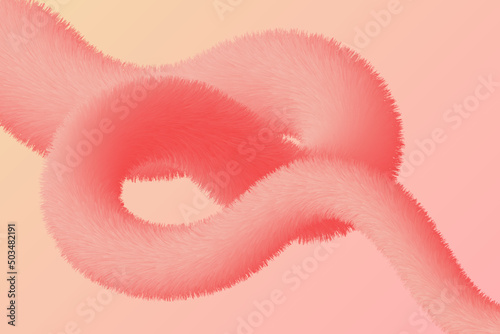 Soft hairy gradient shape vector background. Abstract liquid illustration. Trendy fluffy curve 3d form composition
