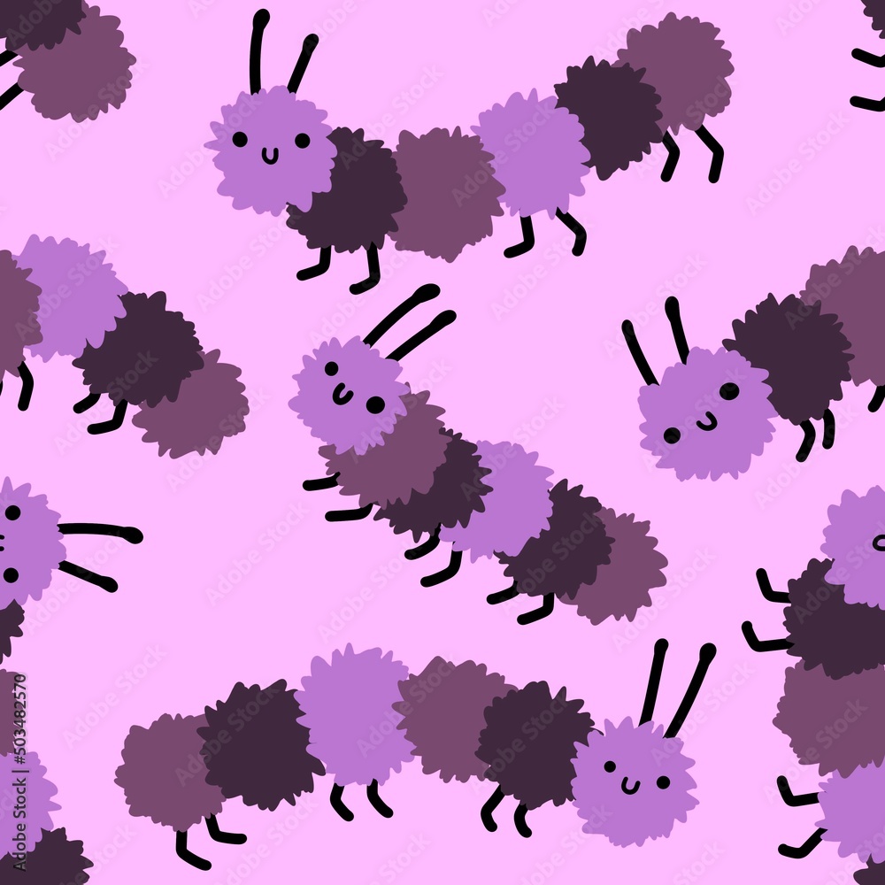 Kids seamless cartoon caterpillar pattern for fabrics and textiles and packaging and gifts and hobbies Kids seamless cartoon caterpillar pattern for fabrics and textiles and packaging and gifts and hobbies