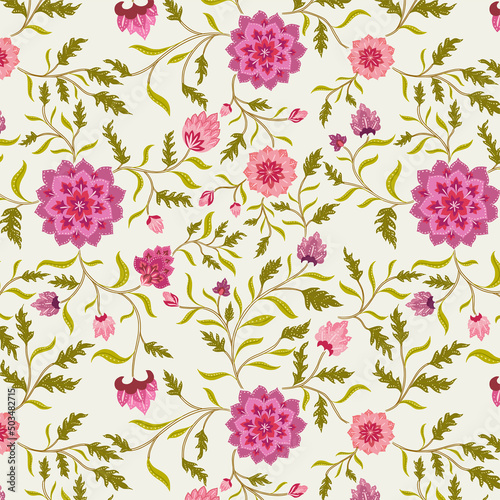 Beautiful Pink Folk Floral Pattern