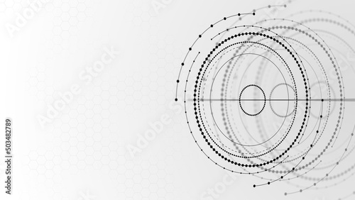 Gray tech background with a geometric 3D HUD structure. Clean, minimal design with simple futuristic forms. Medical, technology, or science concept. 3D Render
