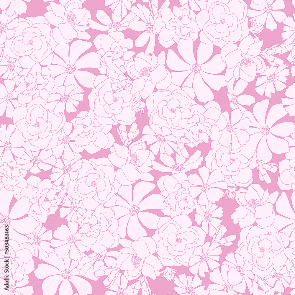 Pink Vintage Flower Garden Pattern