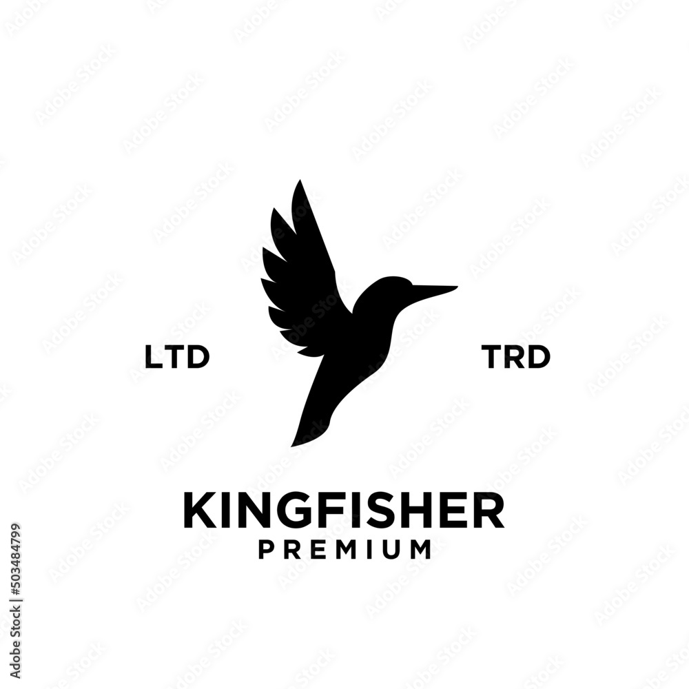 Fototapeta premium simple kingfisher black logo vector design isolated white background