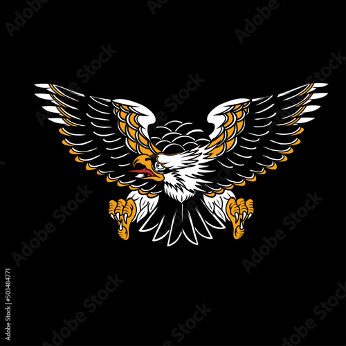Old school American eagle style tatoo black background.