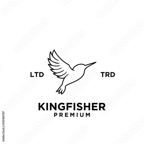 simple kingfisher line logo vector design isolated white background